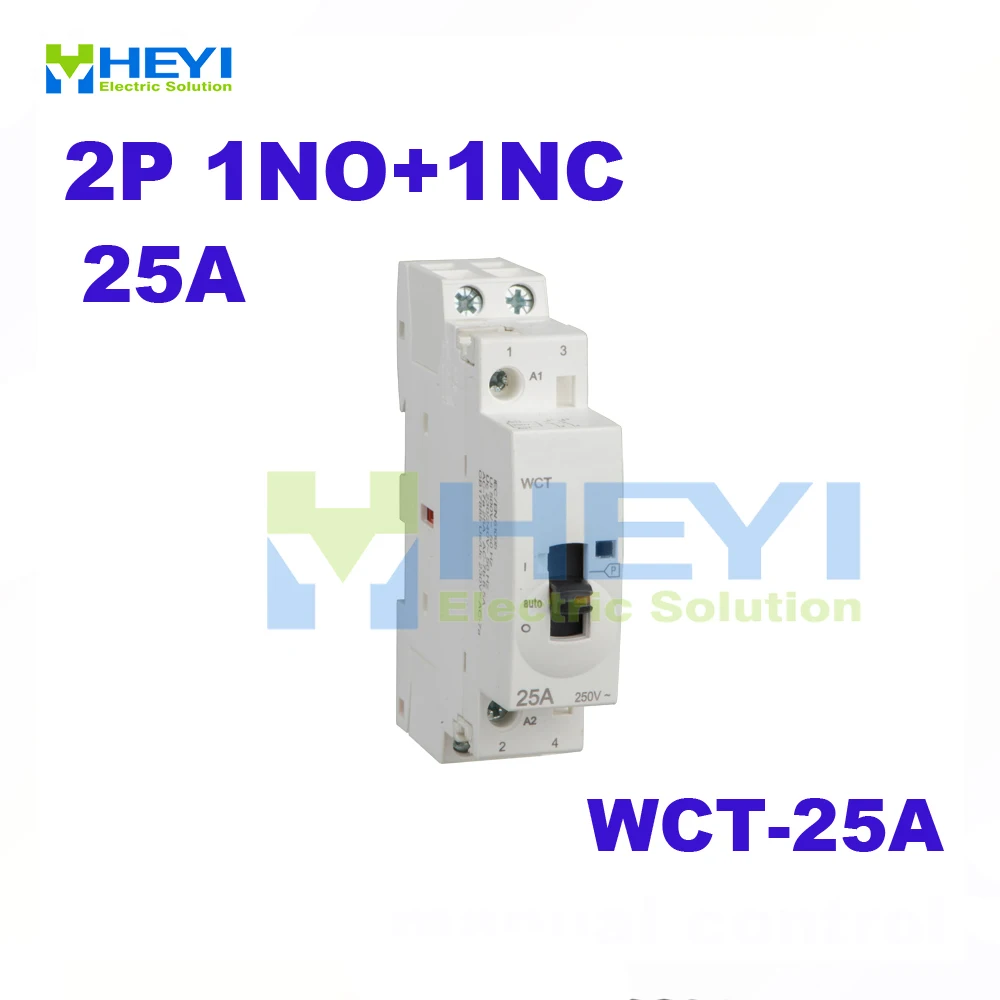 WCT-25A модульный компактный контактор 2-полюсный 1NO + 1NC 220VAC 50 Гц din-рейки с ручным