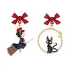 Japanese Witch Black Cat Clip on Earrings No Piercing Funny Cartoon Bow Cat Clip Earrings Without Pierced Ears for Women Girls 5