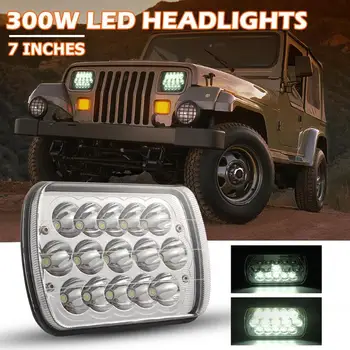 

300W 5x7 7x6 Rectangular LED Headlight Hi/Low Sealed Beam Headlamp for Wrangler Super Bright and Concentrating Intensity