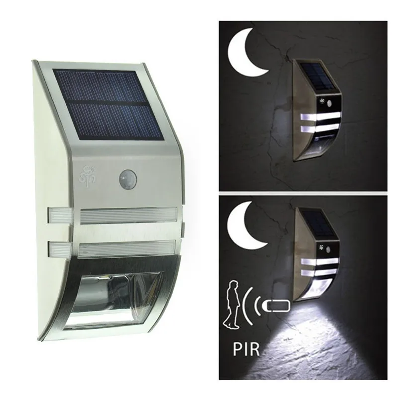 

Stainless Steel Solar Light Outdoor Solar Lamp PIR Motion Sensor Wall Light Waterproof Solar Powered Sunlight for Garden Decor