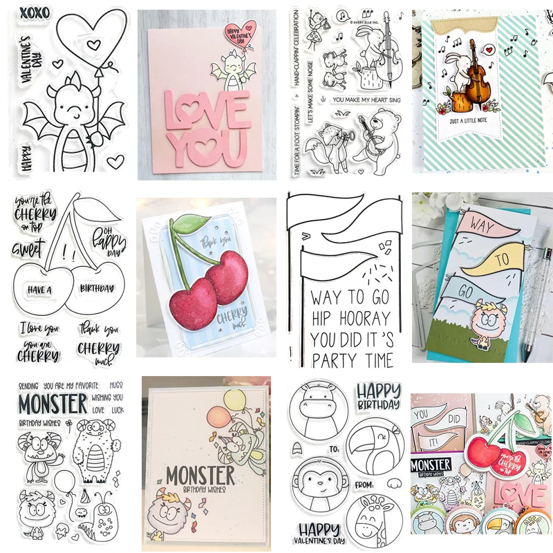 

Прозрачные штампы и металлические штампы с мультяшными животными, штампы для скрапбукинга, День Святого Валентина, штампы «сделай сам» с узором, тиснение для фотоальбома