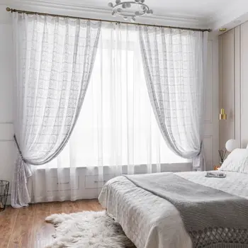 

Translucent Retro Hollow Curtain Finished Handmade Crochet Country style Home Fabric Decoration Floor Curtain Customization