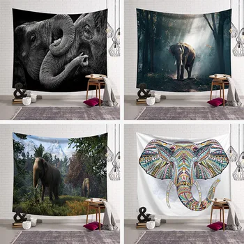 

Indian Elephant tapestry Wall Hanging Large Fabric Decor blanket Yoga Mat150x130cm Animal tapestry Beach Towel Carpet Wall Rug