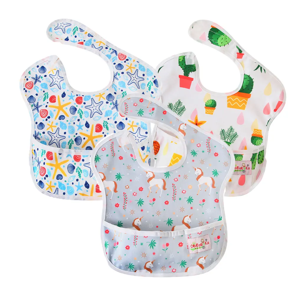 SZY303233 Ohbabyka водонепроницаемые детские нагрудники для мальчиков и девочек супернагрудник с карманом нагрудники для кормления ребенка многоразовые аксессуары для детской одежды 3 шт./упак - Цвет: SZY303233
