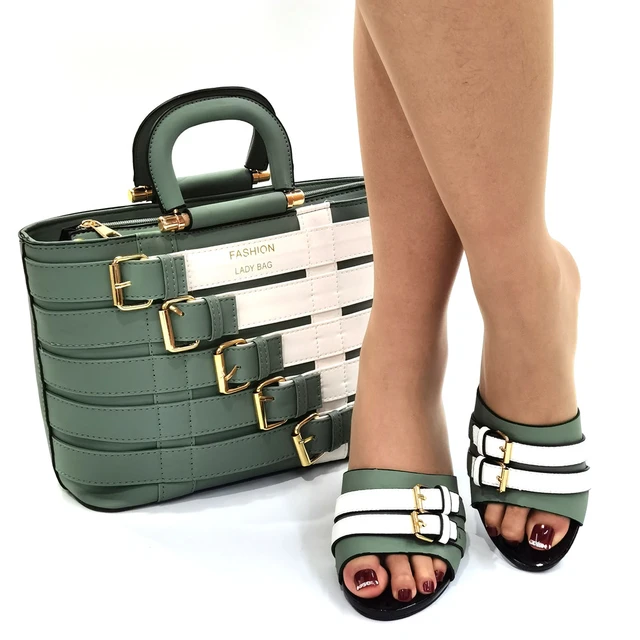 2021 Italian Matching Shoes and Bag Set Decorated