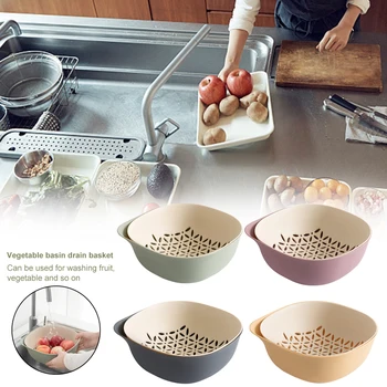

Draining Double Layer Fruit Vegetable Restaurant 2 In 1 Washing Bowl Detachable Handheld Colander Strainer Set Home Kitchen PP