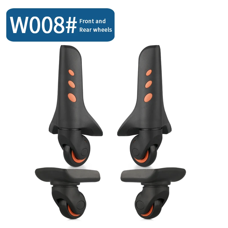 W008(4 Wheels)Black Сменные колеса для багажа, чемодана, продукт, дорожная сумка, колесики для ремонта, износостойкая тяга, коробка, багажные колеса - Цвет: W008(4 Wheels)Black