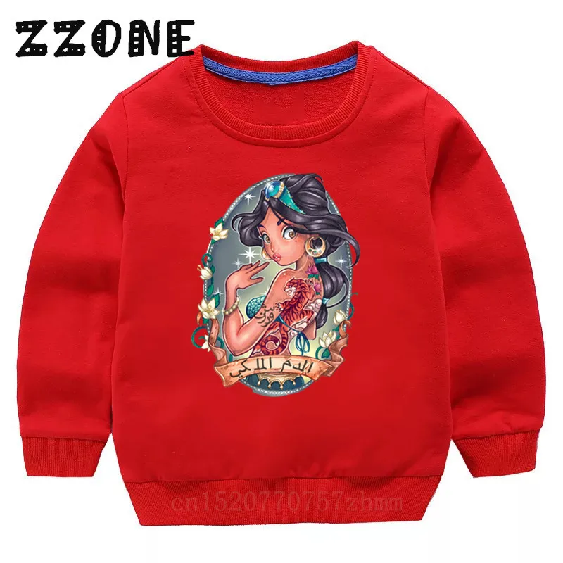 Детские осенние хлопковые свитера в европейском стиле с рисунком принцессы; пуловер для малышей; топы для девочек; зимние детские толстовки с капюшоном; одежда; KYT5300 - Цвет: 5300C-Red-
