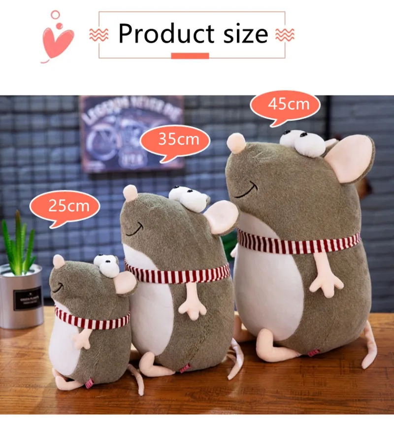Cartoon Animal Big Eye Mouse Stuffed Doll Rat Plush Bedtime Story Friend Kid Birthday Gift Christmas Present 22