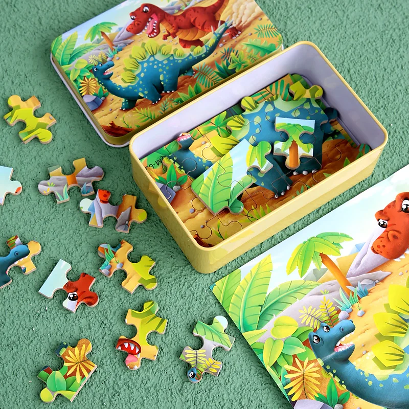 New Children 60 Pieces Wooden Puzzle Kids Cartoon Animal Vehicle