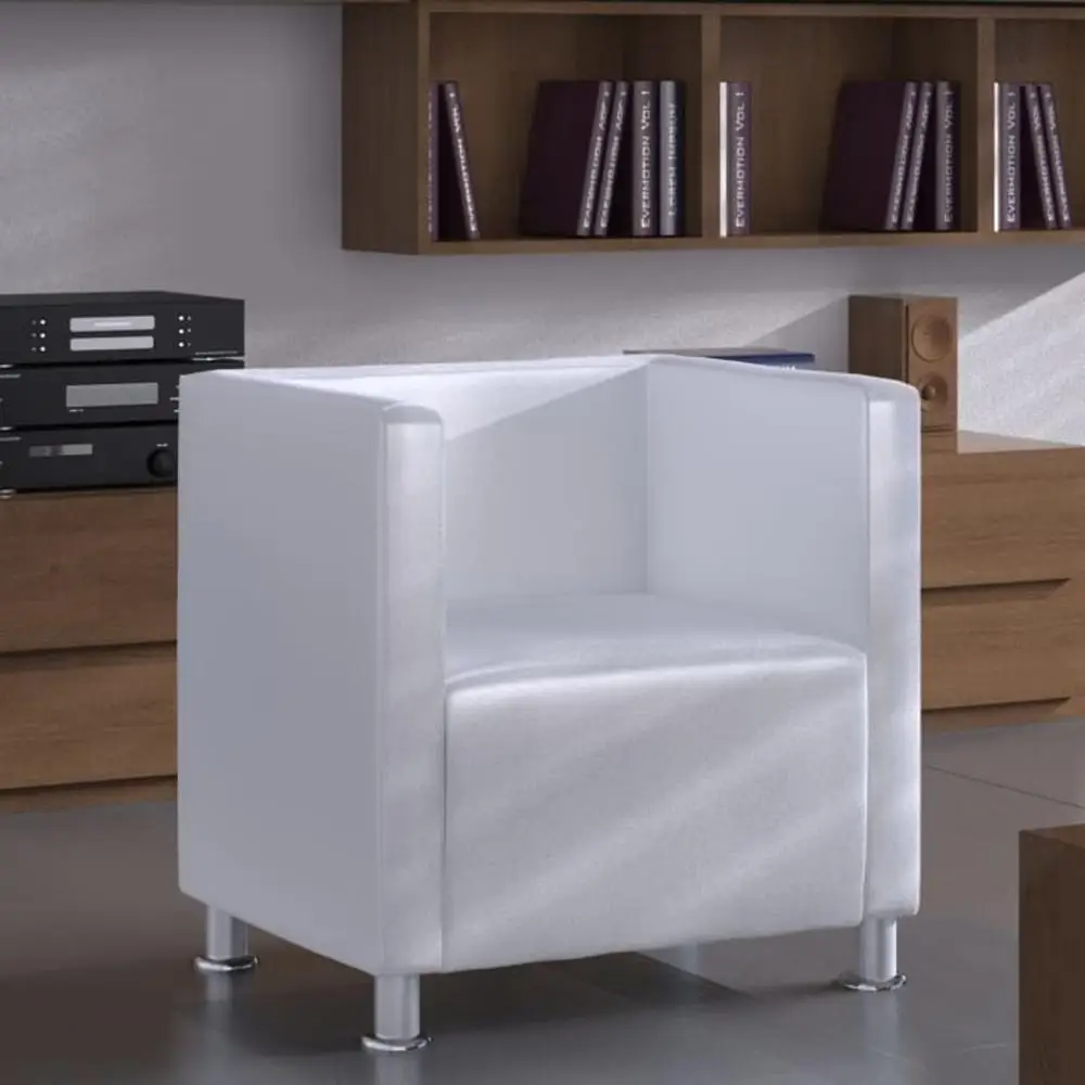

2019New Arrival Modern Cube Design Chair Synthetic Leather White For Living Room/Garden/Office Soft Chair Decorative Chair