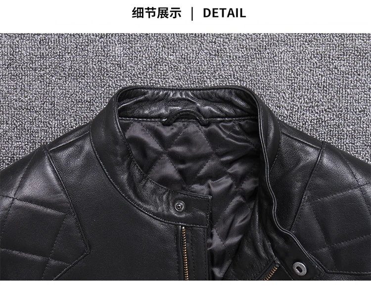 Free shipping.winter warm plus size,Brand casual mens sheepskin Jacket.fashion men's genuine Leather slim coat.biker style. men's winter genuine leather coats & jackets