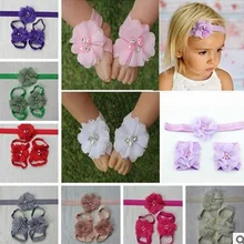 Новейший комплект из шифона для волос с жемчугом в европейском и американском стиле; Детский головной убор; головной убор с цветком; 9 цветов; сортировка