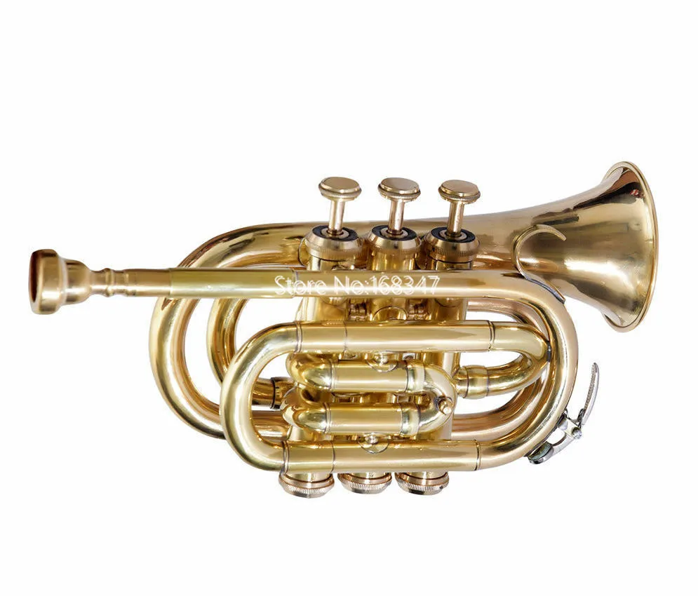 Mini Bb Pocket Trumpet Brass Material Professional Musical instrument With Mouthpiece Gloves Carrying Case