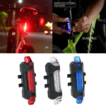 

Outdoor Cycling 4 Modes USB Rechargeable Super Bright Bike Tail Warning Light Rear Safety Portable Bicycle Accessories