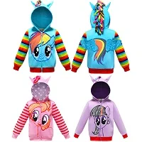 Для маленьких мальчиков и девочек Единорог Косплэй свитер с узором "пони" Детская куртка в радужную полоску с капюшоном, куртка, пальто Детская Повседневное верхняя одежда