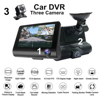 

4 Inch 3 Camera Dual Lens Car DVR 1080P Full HD Car Dash Camera G-sensor Night Vision Auto Video Recorder Rearview Mirror MD2