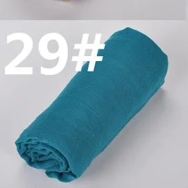 cyan 29 Модный простой хлопковый шарф с бахромой, мягкий сплошной хиджаб популярное кашне, шали, большой пашмины, шарф Мусульманский - Цвет: cyan 29