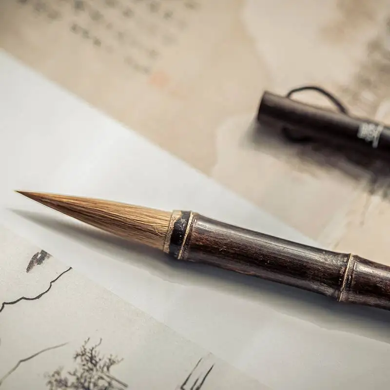 3pcs Weasel Hair Writing Brush Bamboo Penholder Beginner Painting Hook Line Pen Calligraphy Chinese Handwriting Practice Supply