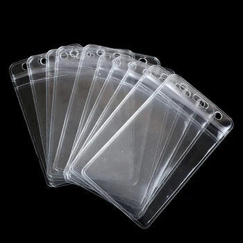 

10Pcs/lot Vertical Transparent Vinyl Plastic Clears ID Card Bag Case Badge Holder Accessories