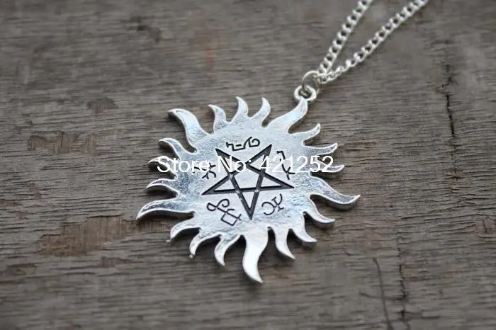 

12pcs Supernatural Collana Simbolo Devil Trap Anti-Possessione jewelry silver antique jewelry steampunk gift