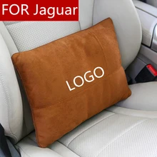 Suede Fabric Car Seat Back Waist Pillow Lumbar Support Rest Pillow For Jaguar logo XE XJ XJL XF C-X16 V12 Guitar F X Typ