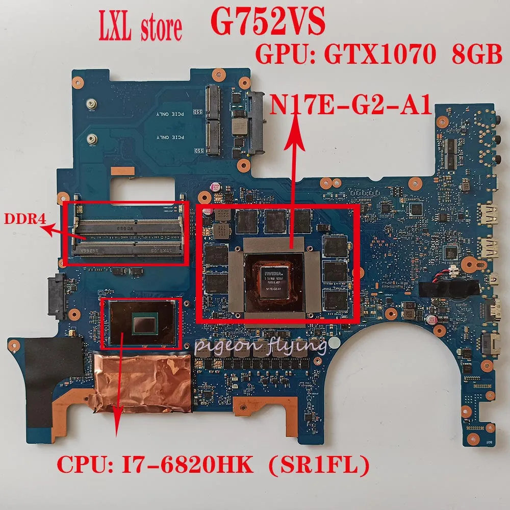 Promo  G752VS mother for ASUS ROG G752S G752V G752VM laptop CPU:I7-6820HK GPU:GTX1070 8GB DDR4 P/N: G752VS