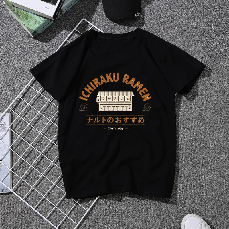 Наруто ICHIRAKU RAMEN Мужская футболка с коротким рукавом и круглым вырезом надписью