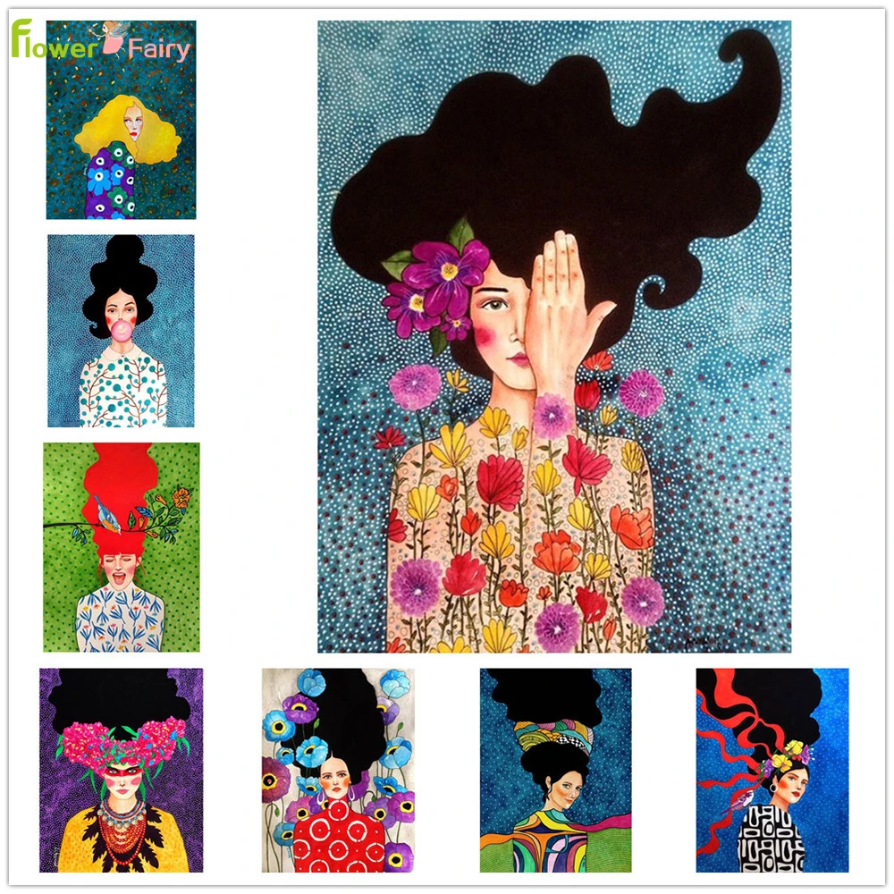 Nordic Poster Wall Pictures Living Room Decor Abstract Vintage Girl