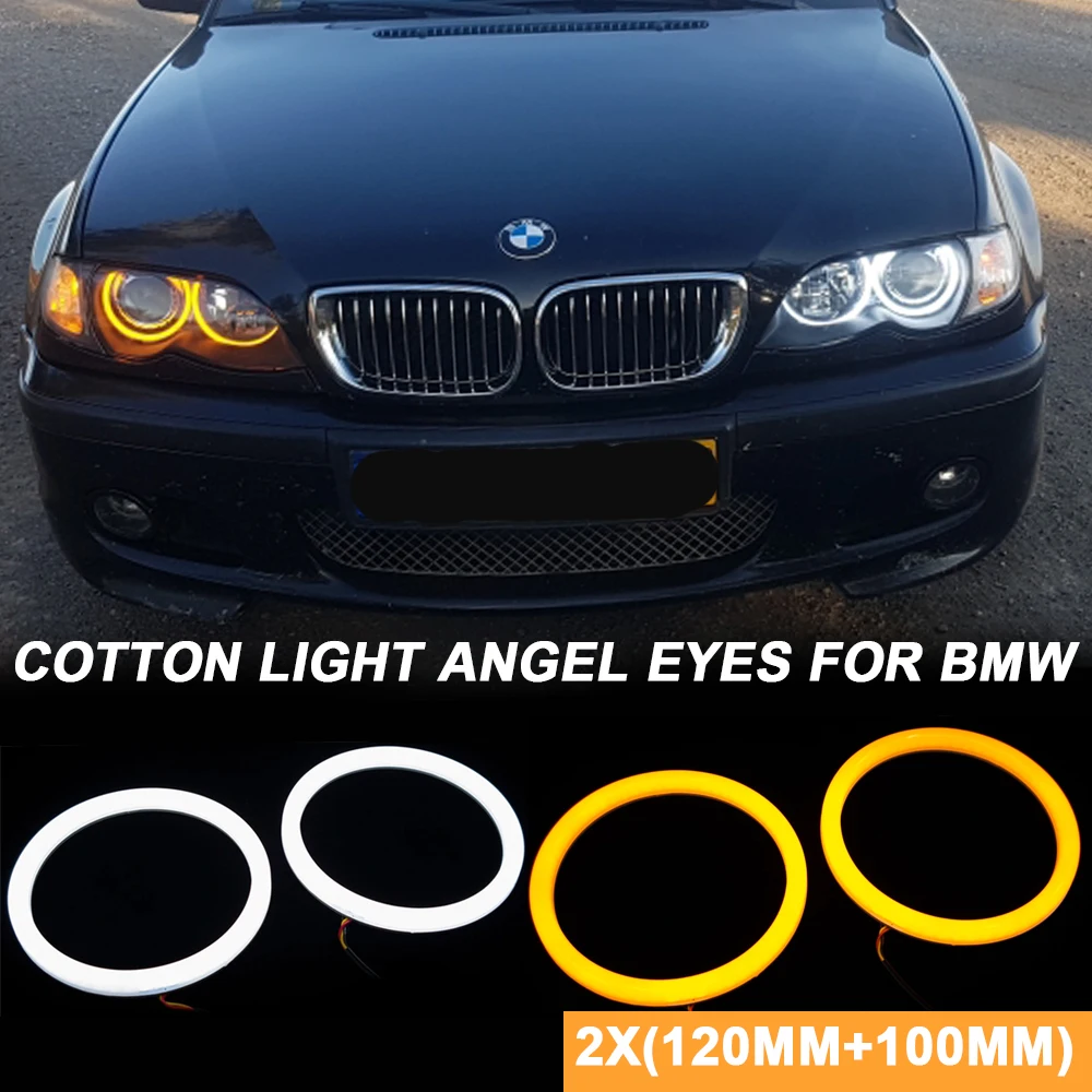 1 Set Bianco Halo Cotton Light Car Smd Led Angel Eyes Per Bmw E92 2X100Mm 2X120Mm Errore Lampade Per Auto Gratuite Styling