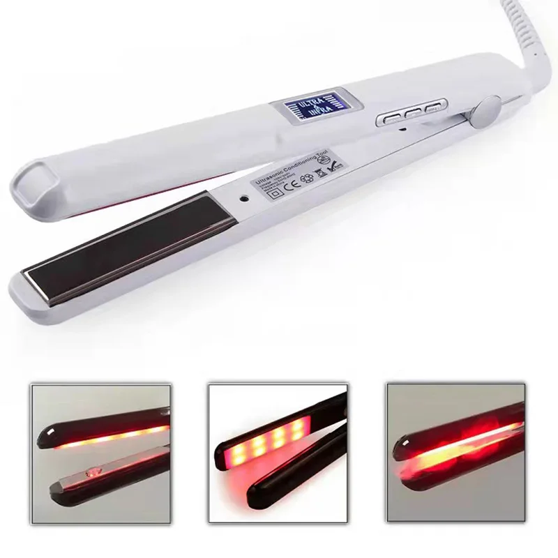Professional Ultrasonic Infrared Hair Care Iron Recovers Damaged Tool LCD Display Hair Treatment Styler Cold Iron Straightener 6