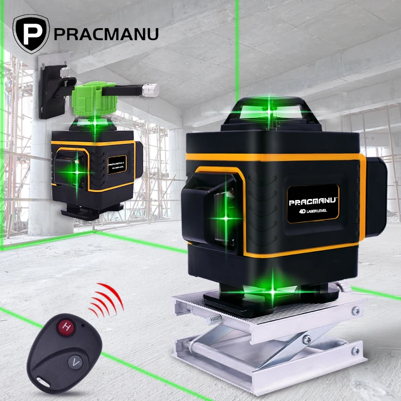 Лазерный уровень PRACMANU 16 линий 4D уровень самонивелирующийся 360 горизонтальный и вертикальный крест супер мощный лазерный уровень зеленой линии|Лазерные уровни|   | АлиЭкспресс