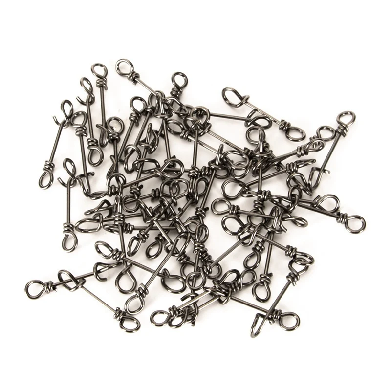 

50pcs Fishing Snaps Clips Swivels Fishing Snap Swivel Connector Fish Clips Quick Lock Anti-Rust High Strength Connector