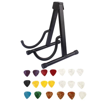 

Folding A Frame Guitar Stand with 20pcs Picks for Acoustic Electric Guitar
