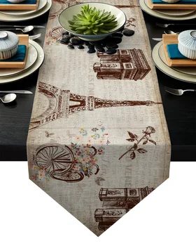 

Newspaper Eiffel Tower Table Runner Table Flag Home Party Decorative Tablecloth Table Runners