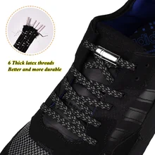 1pair Magnetic Shoelaces Metal Lock Buckles Reflective Shoelace Elastic Lace Quick Adult Children Sneakers No Tie Shoe Laces