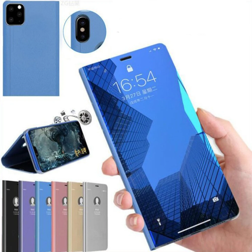 Luxury Mirror Flip Case For Apple iPhone 11 Pro X XS XR Max 6 6S 7 8 Plus Soft Fashion Phone Leather Cover with Kickstand | Мобильные