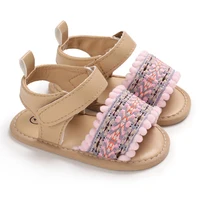 Summer Baby Girl Cute Flower Print Embroidered Sandal Soft Soled Comfortable Flat Shoes 0-18 Months Baby Baby Walking Shoes 2