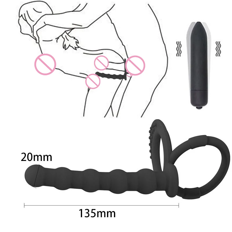 Double Penetration Vibrators Penis Strapon Dildo Vibrator Sex Toys For Women Man Strap On Anal Beads Plug Adult Massager | Красота и