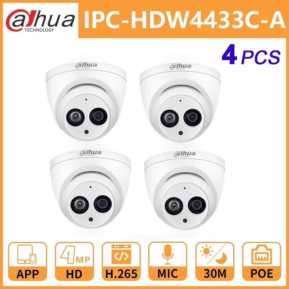Dahua IP камера DH IPC HDW4433C A 4MP сетевая ip с PoE HD Starlight купольная Встроенная микрофонная