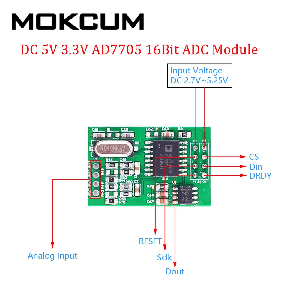 DC 5V 3.3V AD7705 16Bit ADC Module AD Converter Analog to Digital Signal Convert | Инструменты