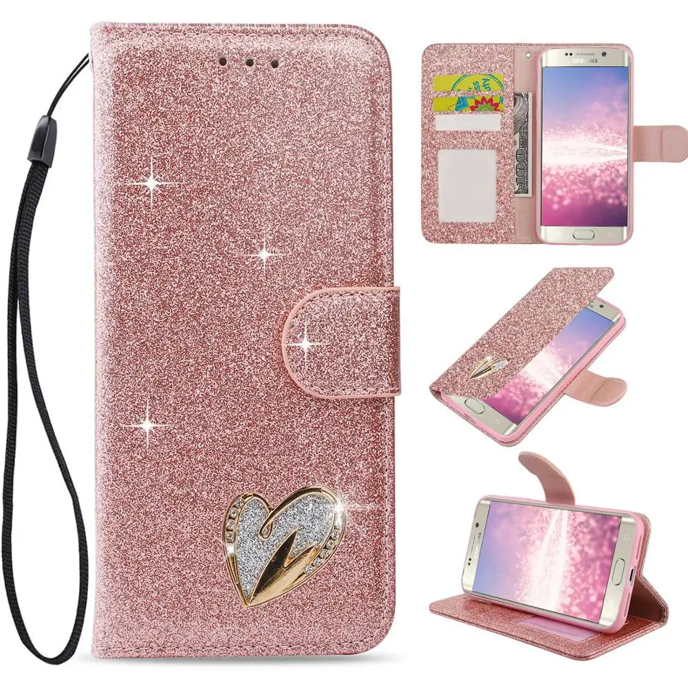 LLZ.COQUE роскошный блестящий чехол-бумажник для Samsung Galaxy A7 2018 A8 A6 A5 J3 2017 J4 J5 J6 Plus с