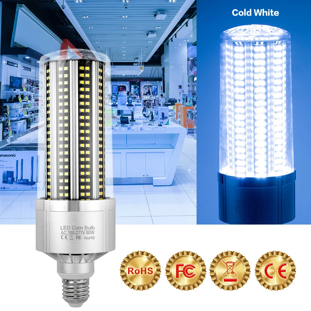 Cold White E27 80 Вт 100 Вт 120 Вт 150 Вт 200 Вт высокомощный светильник светодиодный E39 Lampara светодиодный светильник E26 110 в светильник для склада квадратный подвал - Испускаемый цвет: Cold White