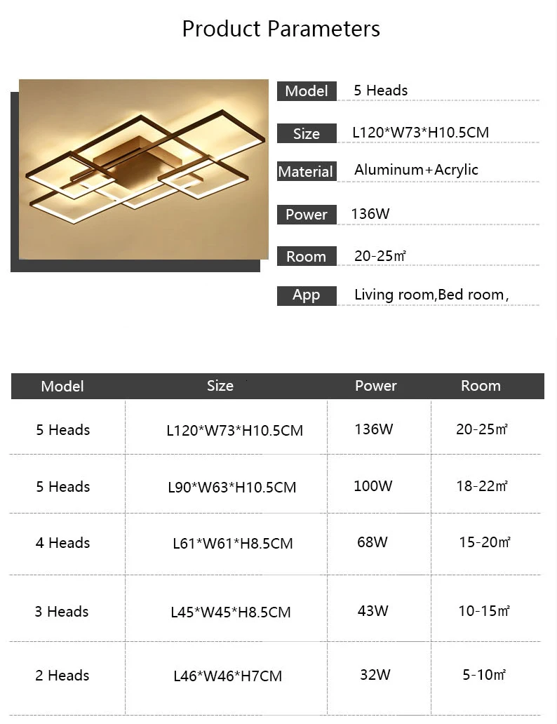 Новый квадратный рамки Led Люстра для гостиной спальня дома белый или коричневый современный светодиодный потолочный Люстра хрустальная