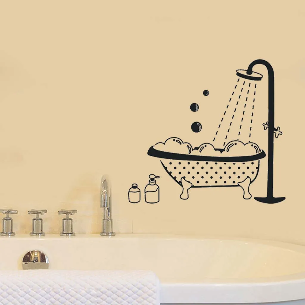 Happy Bubble Small Bathtub Wall Sticker Living Room Decoration Bathroom Toilet Bath Pvc Kids Door Decal #J20 |