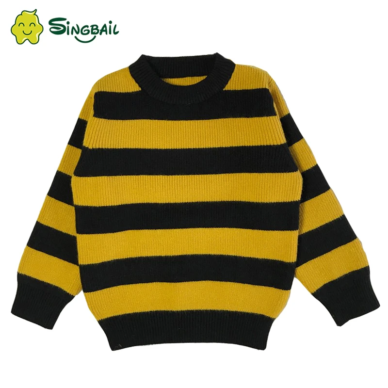 

2020 Hot Spring Autumn Winter New Years Christmas Gift O-Neck Knitted School Color Long sleeve Baby Kids Boys Striped Sweaters Y