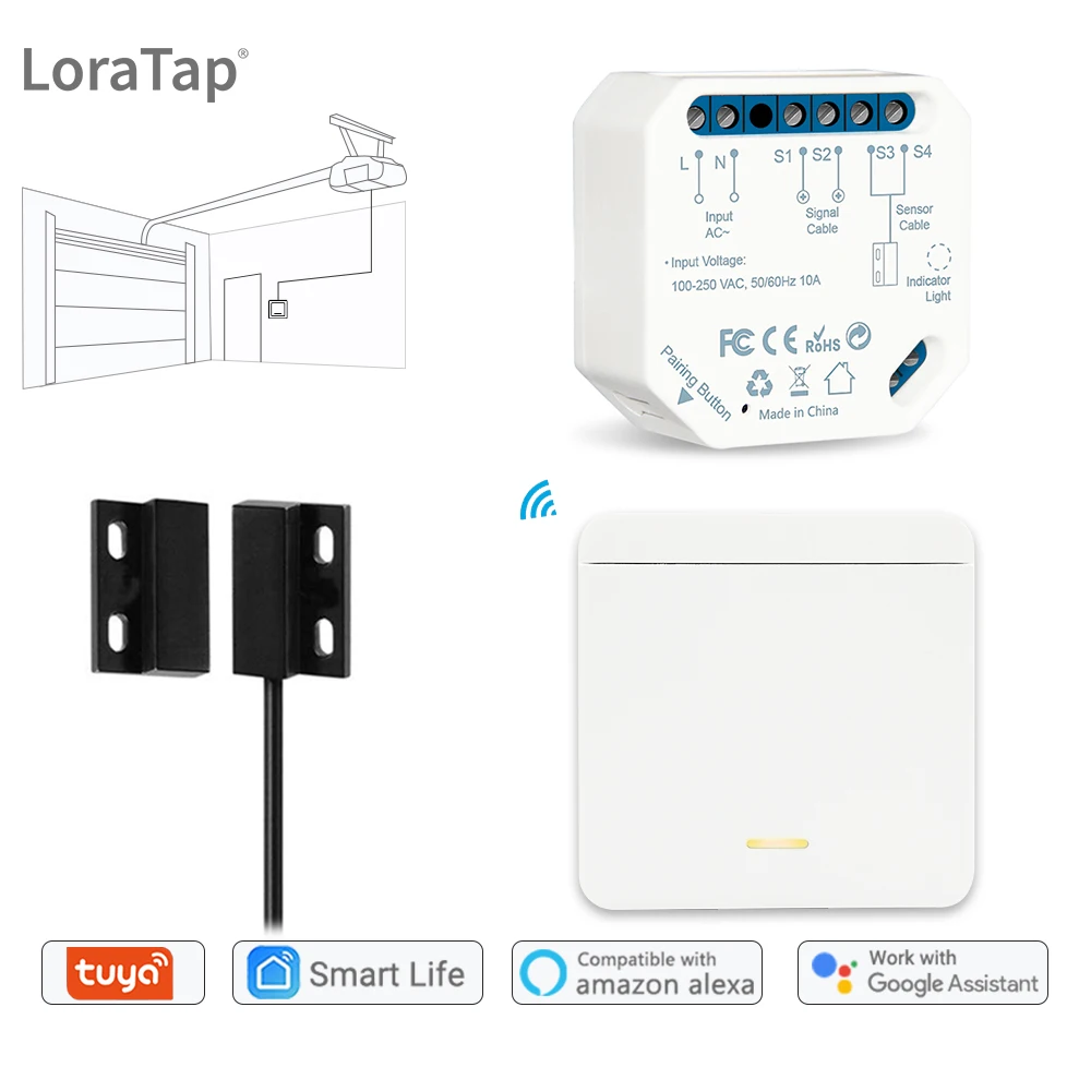

Tuya Smart Life Garage Door Sensor Controller Opener WiFi RF Switch Smart Home Google Home Amazon Alexa Echo App Alert No Hub