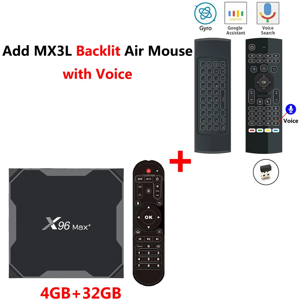 4GB32GB add MX3L mic ТВ-приставка X96 MAX PLUS Android 9,0 Amlogic S905X3 4 Гб ОЗУ 32 Гб 64 Гб ПЗУ wifi Bluetooth 4K HD Смарт-приставка 2 Гб 16 Гб vs A95X F3 - Цвет: 4GB32GB add MX3L mic