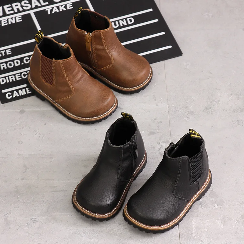 

Winter new children Martin boots fashion side zipper girls boots quality microfiber boys boots soft bottom warm baby shoes
