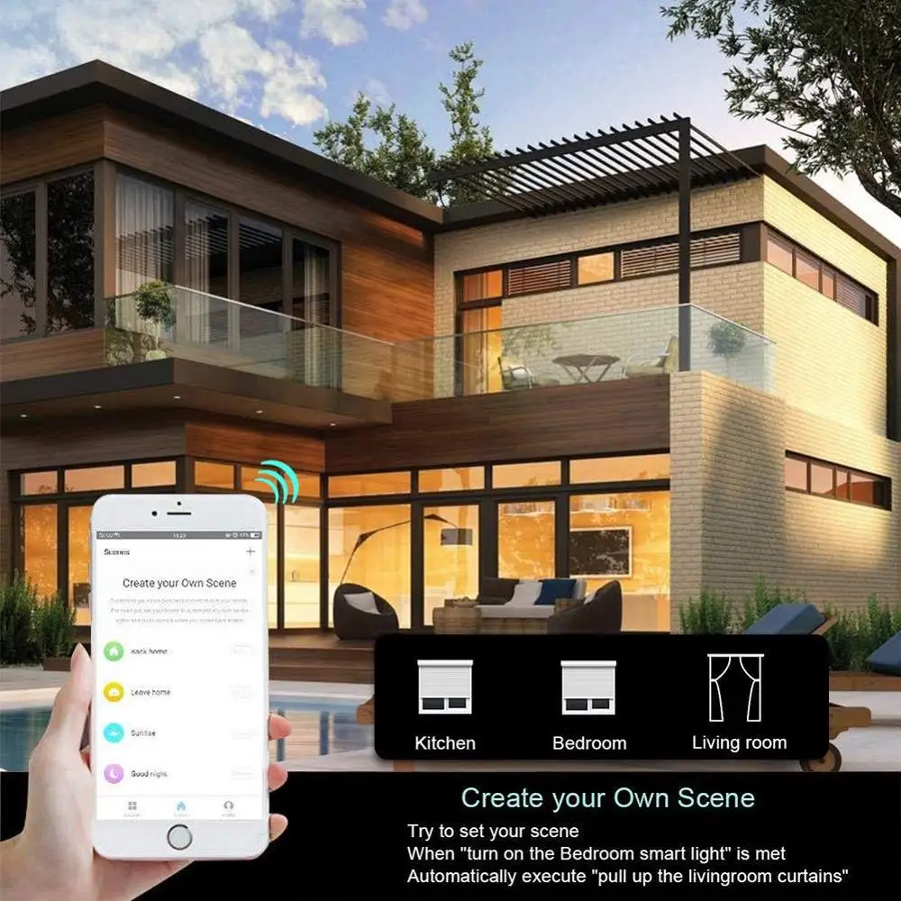 SUPLO EU Smart WiFi Curtain Switch Touch APP Remote Control Works with Alexa and Google Home or Electrical Roller Blinds